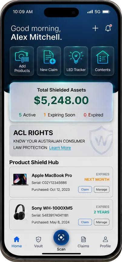 Warranty Shield app dashboard: Spotlight, ACL rights, and the Product Shield Hub